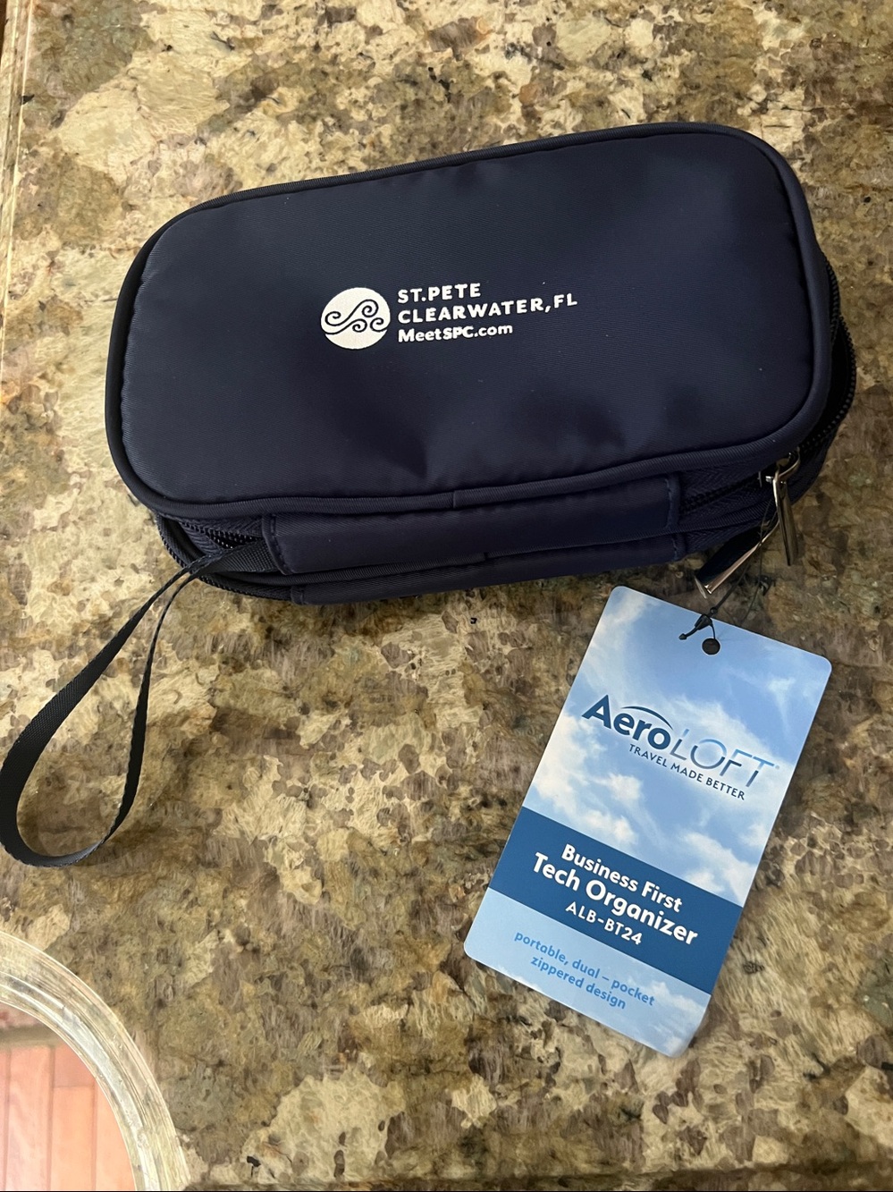 Aero Loft Navy Business Tech Organizer - Dual-Pocket Travel Pouch